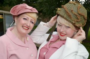 TRYING ON FOR SIZE: Tiffany Kingdon, right, with mum - Dame Vera Lynn singing double Jeanette 